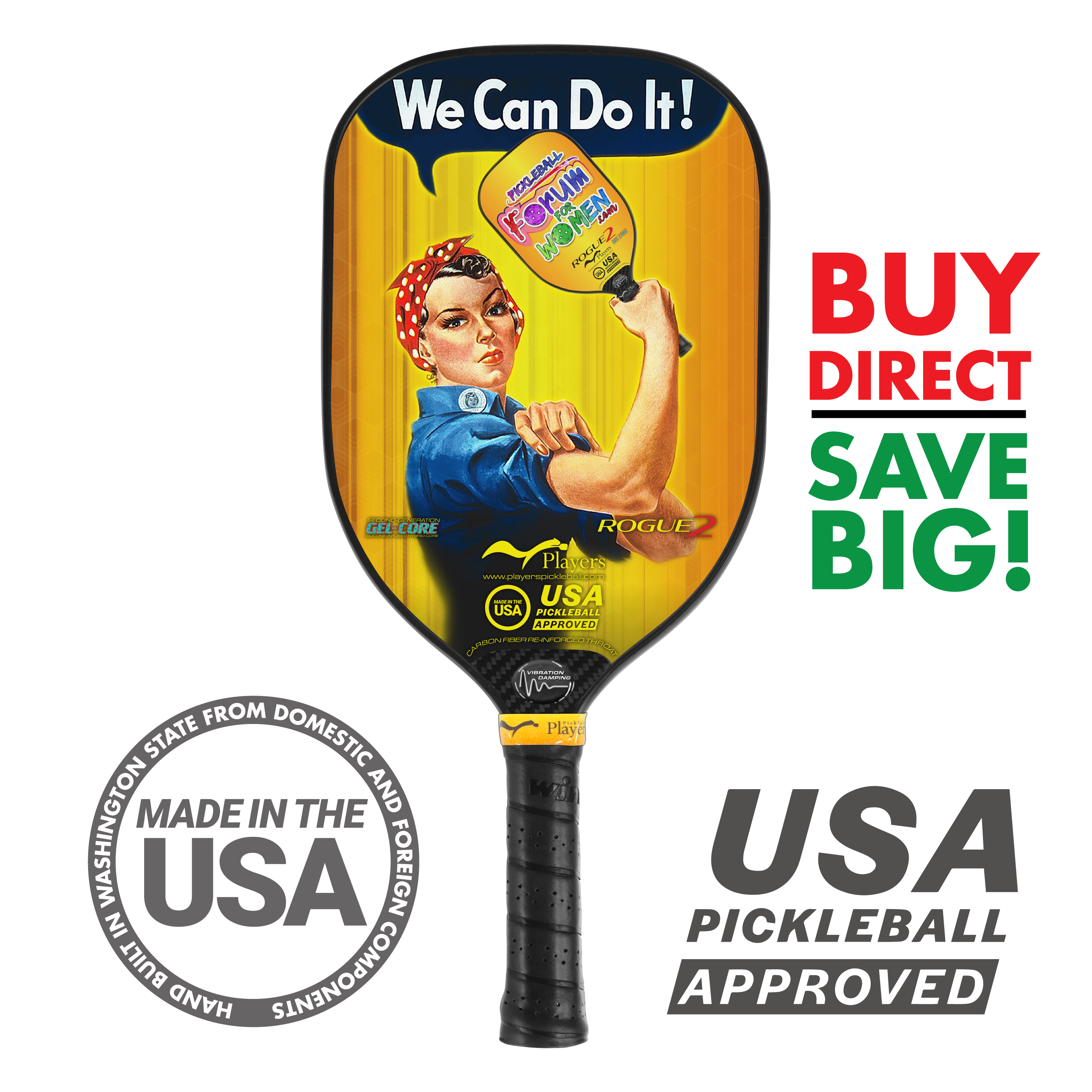 Rogue2  (Hybrid Shape)Gel-Core "Pickleball Forum for Women" Special Edition